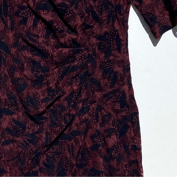 ANTHROPOLOGIE MAEVE Women’s Elorn Burgundy Black Lace Ruched Dress Size 8 - Picture 4 of 8